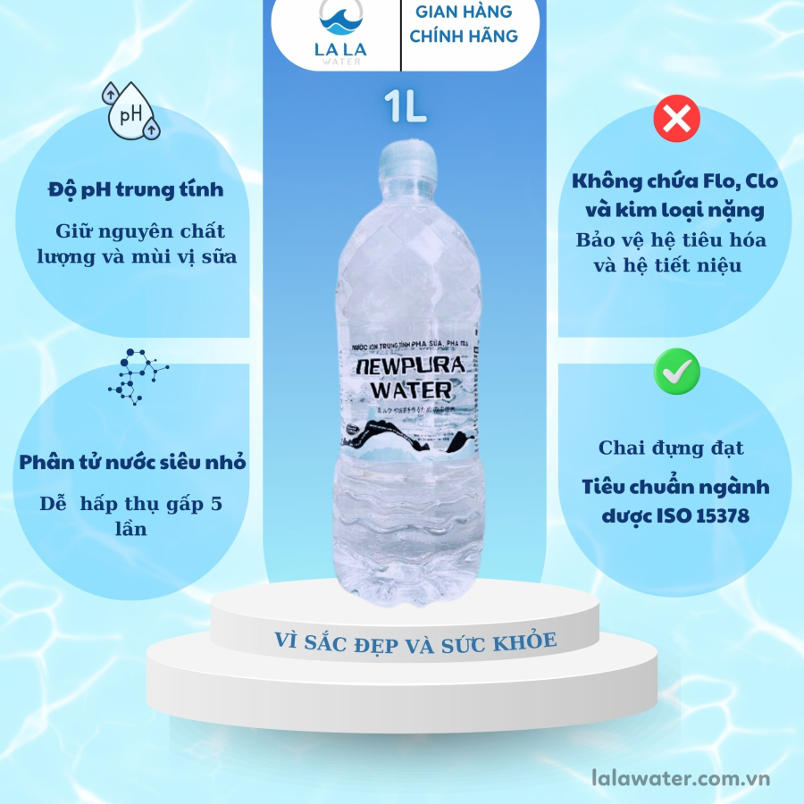 PHA SỮA, PHA TRÀ NEWPURA WATER 1L (12 CHAI/THÙNG)
